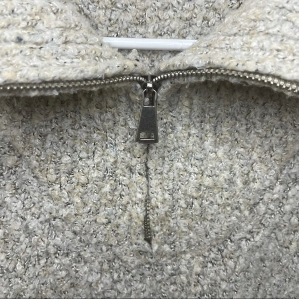 Urban Outfitters Oversized Ribbed Sweater 1/4 Zip Pullover Cream Women Size S - Picture 3 of 6